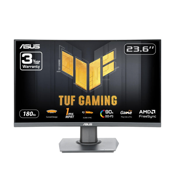 ASUS TUF Gaming 24” (23.6 inch viewable) Curved Monitor (VG24VQER) – FHD, 180Hz, 1ms, DCI-P3 90%, Extreme Low Motion Blur Sync, FreeSync, Shadow Boost, Eye Care, DisplayWidget Center, 3yr Warranty