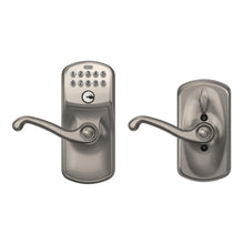 SCHLAGE FE595 PLY 619 FLA Plymouth Keypad Entry with Flex-Lock and Flair Style Levers, Satin Nickel