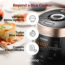 Cuckoo High 6 Cup Electric Heating Pressure Rice Cooker & Warmer – 12 Built-in Programs Including Glutinous (White), Mixed, Brown, GABA, Black Copper