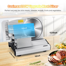 Meat Slicer,CUSIMAX Electric Deli Meat Slicer with 2 Removable 8.7''Stainless Steel Blades,Removable Food Carriage,1-20mm Adjustable Thickness Food Slicer for Home,Easy for Cut Meat,Cheese,Bread