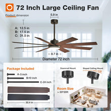 addlon 72 Inch Large Ceiling Fans with Lights, Black Ceiling Fan with Light and Remote Control, Reversible, 5CCT, Dimmable, Modern Ceiling Fan for Living Room, Kitchen, Patio Indoor/Outdoor Use