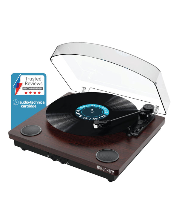 Vinyl Record Player with Bluetooth 5.3 in & Out | Record Player with Speakers & USB Recording | Bluetooth Record Player with AUX Input & RCA Output | Slipmat Included | Majority Moto Turntable