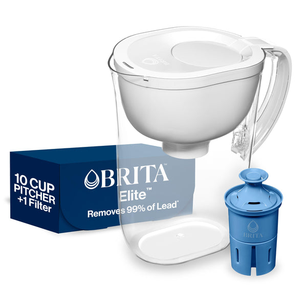 Brita Everyday Elite Water Filter Pitcher, Removes 99% of Lead, Includes 1 Filter, 10-Cup Capacity, White