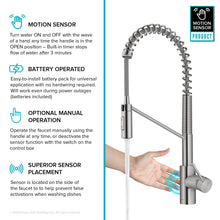 KRAUS Oletto Touchless Sensor Commercial Pull-Down Single Handle Kitchen Faucet with QuickDock Top Mount Assembly in Spot Free Stainless Steel, KSF-2631SFS