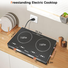 2 Burner Electric Cooktop 24 Inch Electric Stove, Nefaracy 2000W Portable Electric Stove with Handle, 9 Power Settings, Senor Touch & Knob Control, Safety Lock, Timer, 110-120V Plug in