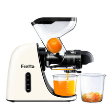 Fretta Cold Press Juicer, Masticating Slow Juicer, Fruit and Vegetable Juice Maker, Pressed Squeezer, BPA-Free,200W Quiet Motor with Wide Feeding Chute(Cream White)