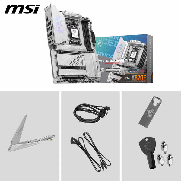 MSI MPG X870E Edge TI WiFi Motherboard, ATX - Supports AMD Ryzen 9000/8000 / 7000 Processors, AM5-80A SPS VRM, DDR5 Memory Boost 8400+MT/s (OC), PCIe 5.0 x16, M.2 Gen5, Wi-Fi 7, 5G LAN