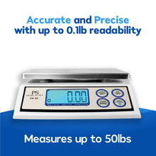 Penn Scale PS-50 Digital Kitchen Portion Scale - 50lb Digital Kitchen Scale with 0.1lb Readability, Removable Platter & LCD Display - KG, Lb, & Oz Unit Conversion (AC & Battery Powered)