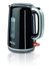 AEG EWA 3700 Expresswasserkocher (Super schnelles Aufkochen, 3000 Watt, 1,7 l, entnehmbarer Kalkfilter, Wasserstandsanzeige mit Liter-/Tassenangabe, Sicherheitsabschaltung, Ein/Aus-Schalter, schwarz)