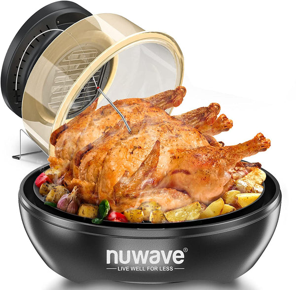 Nuwave Air Fryer Infrared Convection Oven, Cook Fresh or Frozen, No Defrosting or Preheating, 360 Surround Heat, Cooking from 50 to 400 Degrees, 100 Presets, 50 Memory, 360 Food Easy-View, PFAS Free