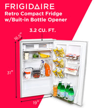 Frigidaire Retro Compact Fridge with Chiller, 3.2 cu ft Countertop Fridge with Built-In Bottle Opener, Compact Refrigerator for Office, Bedroom, Dorm Room or Cabin - 16.5