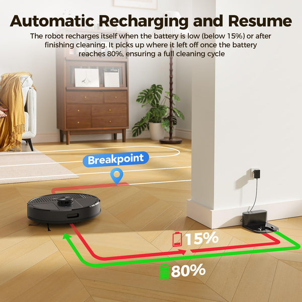 BPMIO Robot Vacuum and Mop Combo, 4500Pa Max Suction, LiDAR Navigation, Quick Mapping, 145 Mins Runtime, Custom Cleaning, Works with App & Alexa, Great for Pet Hair, Dust, Hard Floor, Carpet