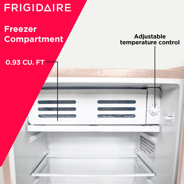 Frigidaire Retro Compact Fridge with Chiller, 3.2 cu ft Countertop Fridge with Built-In Bottle Opener, Compact Refrigerator for Office, Bedroom, Dorm Room or Cabin - 16.5" D x 19" W x 31" H (Coral)