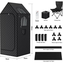 KJLQDZSW Portable Full Body Sauna Box, 1000W Personal Steam Sauna Tent Steam Room with 3L Steam Machine, 110V, 9 Temperature Levels, Black