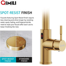 GIMILI Gold Touchless Kitchen Faucet with Pull Down Sprayer, Brushed Brass Motion Sensor Smart Hands-Free Activated Single Hole Spring Faucet for Kitchen Sink