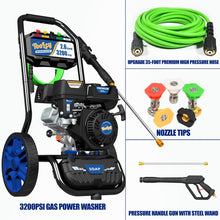 TOOLCY Pressure Washer Gas 3200 PSI x 2.6 GPM Max, Upgraded 35FT Power Washer Hose, Swivel Pressure Washer Wand, 5 Nozzle Set, for Cars/Fences/Driveways/Homes/Patios/Furniture