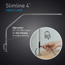 daylight Slimline 4™ LED Table Lamp in Brushed Steel - 6,000K, 3,200 Lux, 4 Brightness Levels, USB-C Charging Port, Anti-Glare Diffuser, Flexible Design, Art & Craft, Sewing, Nail Salon