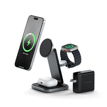 Satechi 3 in 1 Wireless Charging Station, Qi2 15W Magnetic, Foldable Travel Charger Station for iPhone 16/15/14/13/12, Apple Watch Series 8/7/SE/6/5/Ultra and AirPods Pro/3/2