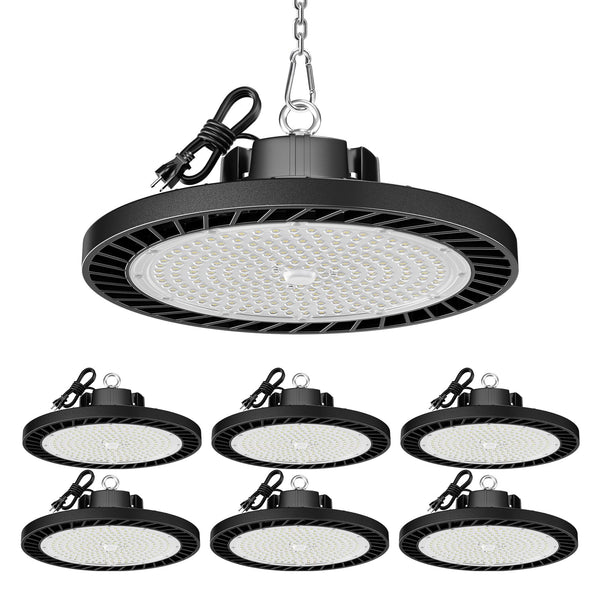 ONLYLUX UFO LED High Bay Lights 5000K 150W 6 Pack, Led Shop Lights Commercial Bay Lighting for Garage Workshop Warehouse, Super Bright Daylight, 22500 LM, 120V, Power Cord Included