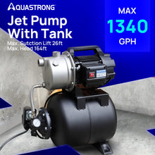 Aquastrong 1.6 HP Shallow Well Pump with Pressure Tank, 1320 GPH, 115V, Stainless Steel Irrigation, Automatic Water Booster Jet Pump for Home, Garden, Lawn