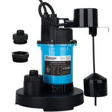 BOMGIE 1/2HP Sump Pump Submersible 2980GPH, Vertical Float Switch Automatic Utility Pumps for Clean/Dirty Water Pump Thermal Protector for Basement Pool Draining, Max. Head 28 FT