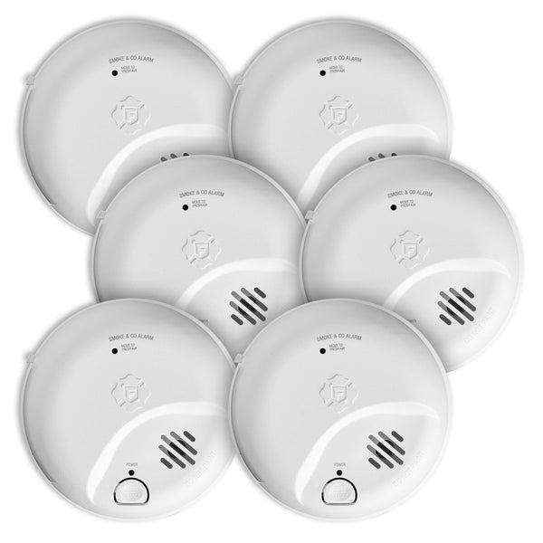 First Alert SMICO100 Battery-Operated Combination Smoke & Carbon Monoxide Alarm -Pack 6