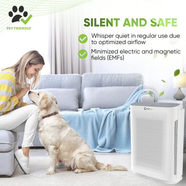 Air Purifier for Home Allergies & Pets | 4-in-1 H13 True HEPA Filter/Ionizer/Carbon + UV Light | Portable Air Purifiers for Large Room & Bedroom Odor Elimination - InvisiClean Aura II