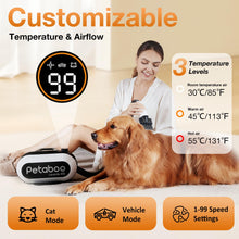 petaboo Dog Dryer for Pet Grooming, High-Velocity Force Blow Dryer, Low Noise Dog Hair Dryer with 3 Nozzles & Adjustable Speed & 3 Temperature for Dog & Cat