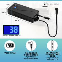 The Blue Cactus Company Two Universal Battery Packs for Reclining Furniture with LCD Display - Wireless 2500mAh Rechargeable Battery Packs with One Charger and Power Cord Combo