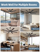 Autoday 62 Inch Large Ceiling Fans with Lights and Remote - Wood/Matte Black Ceiling Fan, Quiet DC Motor, 3 CCT, Modern Dimmable LED Lighting & Large Ceiling Fans for Living Room Patio, Indoor/Outdoor