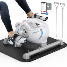 Under Desk Bike Pedal Exerciser, Quiet Magnetic Mini Exercise Bike with MERACH App for Arm, Leg Recovery, Physical Therapy, Smooth Foot Desk Cycle with 2 Resistance Bands & Non-Slip Mat