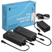 The Blue Cactus Company Two Universal Battery Packs for Reclining Furniture with LCD Display - Wireless 2500mAh Rechargeable Battery Packs with One Charger and Power Cord Combo