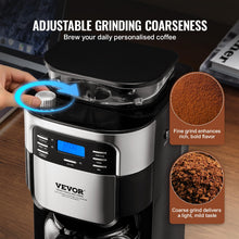 VEVOR Coffee Maker with Grinder, 12 Cup Coffee Machine, Grind and Brew Coffee Maker with 3 Brew Strength Control, 24-Hour Timer for Auto Brew, for Home Office Restaurant