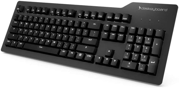 Das Keyboard Prime 13 Backlit Wired Mechanical Keyboard, Cherry MX Brown Mechanical Switches, Clean White LED Backlit Keys, USB Pass-Through, Aluminum Top Panel (104 Keys, Black)