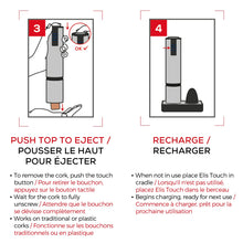 Peugeot - Elis Touch Electric Corkscrew - Rechargeable Bottle Opener with Battery and Charging Base, Stainless Steel, 10.6 inches