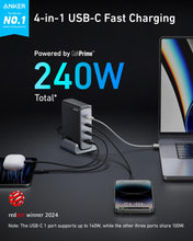 Anker Prime 240W USB C Charger, Anker GaN Charger, 4-Port Fast Compact GaN Charger for MacBook Pro/Air, iPhone 16/15/Pro, iPad Pro, Dell XPS, Galaxy S23/S22, Note20, Pixel, Apple Watch, and More