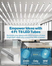 Sunco 50 Pack T8 LED Bulbs 4 Foot, LED Fluorescent Tube Replacement, 4ft LED Tube Light, Ballast Bypass, 18W, 2200 LM, 5000K Daylight, Single Ended Power, Frosted Lens, UL.