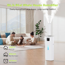 Humidifier Large Room, 4.8Gal/18L Whole House Humidifier 2200 sqft, 30%-95% Custom Humidity, Quiet Cool Mist Humidifiers for Home with Aroma Box, 800ml/h Mist, Top Fill, Extension Tube, Remote Control