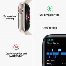 Apple Watch Series 8 [GPS + Cellular 45mm] Smart Watch w/Silver Stainless Steel Case with White Sport Band - M/L. Fitness Tracker, Blood Oxygen & ECG Apps, Always-On Retina Display, Water Resistant