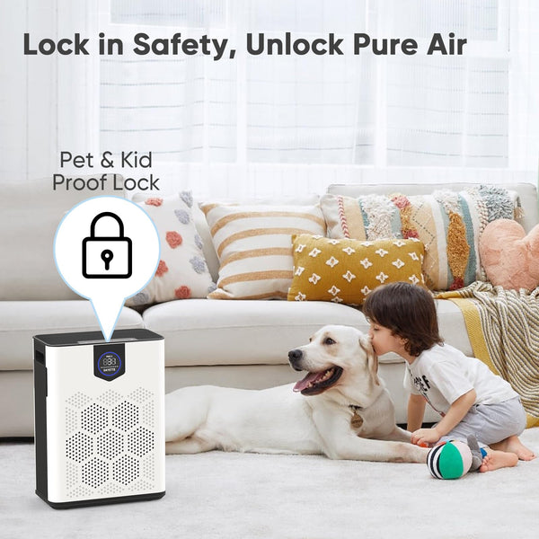 DAYETTE Air Purifiers for Home Large Room, H14 True HEPA Filter up to 3000 Sq Ft, Double-sided Air Inlet with PM 2.5 Display Air Quality Sensor, Remove 99.997% of Pet Hair Odor, 22dB Sleep Mode