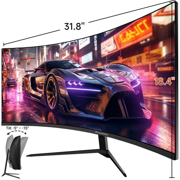 34-Inch Ultra WQHD Curved Gaming Monitor 3440 x 1440p, 180Hz, 100% sRGB, 1ms, FreeSync, 1500R Ultrawide 21:9, HDMI DisplayPort Display Build-in Speakers, VESA, Tilt Adjustable