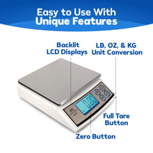 Penn Scale PS-50 Digital Kitchen Portion Scale - 50lb Digital Kitchen Scale with 0.1lb Readability, Removable Platter & LCD Display - KG, Lb, & Oz Unit Conversion (AC & Battery Powered)