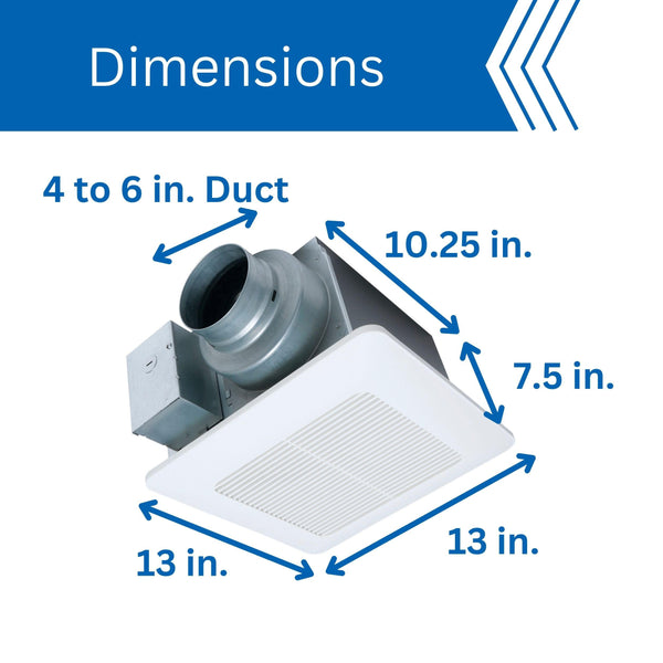 Panasonic FV-0511VQ1 WhisperCeiling DC - Bathroom Exhaust Fan with Speed Selector - SmartFlow Technology - Quiet Energy Star-Certified Ceiling Fan - White