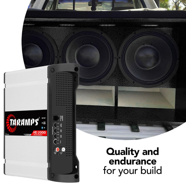 Taramps HD 2000 1 Ohm 1 Channel 2000 Watts RMS MAX, Full Range Car Audio, Monoblock, LED Monitor Indicator, Class D Amplifier, Crossover, White 2k amp