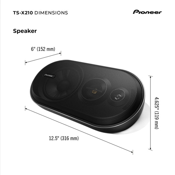 Pioneer TS-X210 3-Way Surface Mount Car Speakers with 100 W Max Power (Pair)