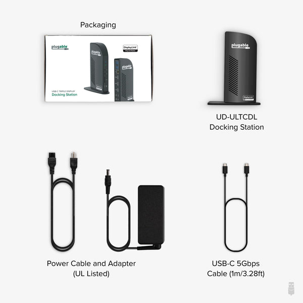 Plugable 13-in-1 USB-C Triple Monitor Docking Station, 100W Laptop Charging, DisplayLink Docking Station for Mac (Driver Req), Windows, Chrome (3 HDMI, 1 USB-C with 20W Charging, 4 USB, Ethernet, SD)