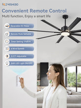 ZMISHIBO 72 inch Aluminium Blade Ceiling Fans with Lights and Remote, Outdoor Ceiling Fans for Patio Living Room with Quiet DC Motor, 6 Speed Reversible, 3 CCT, Black Industrial Ceiling Fan, 8 Blades