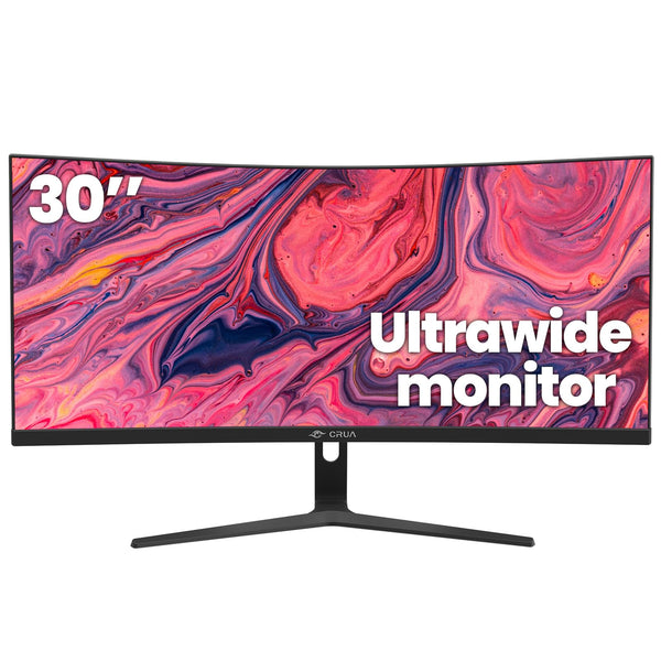 CRUA 30Inch Ultrawide Curved Monitor, 21:9 WFHD(2560x1080P) VA Computer Monitor, 99% sRGB 100HZ 1500R PC Monitors Support FreeSync, Wall-Mounted, with HDMI/DP Display Port-Black