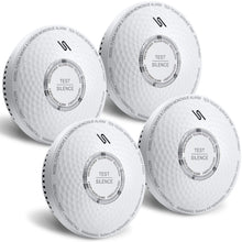 Ecoey 10-Year Smoke and Carbon Monoxide Detector, Dual Sensor Smoke CO Alarm with Built-in Battery and Silence Function,FJ183-A,4 Packs