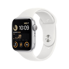 Apple Watch SE (2nd Gen) [GPS 44mm] Smart Watch w/Silver Aluminum Case & White Sport Band - M/L. Fitness & Sleep Tracker, Crash Detection, Heart Rate Monitor, Retina Display, Water Resistant